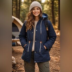 Poler Womens Cedar Down Jacket in Steel Blue Sz S Gorpcore